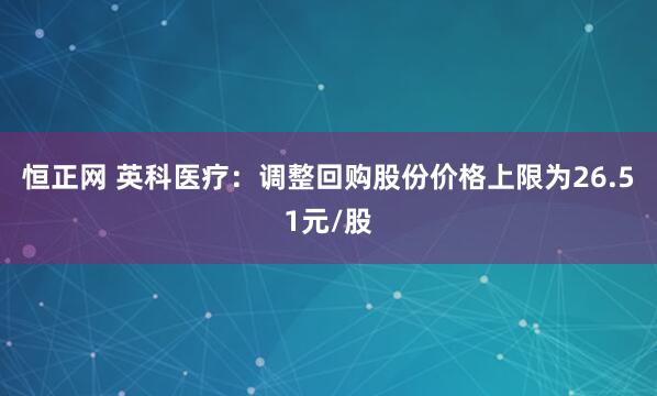 恒正网 英科医疗：调整回购股份价格上限为26.51元/股